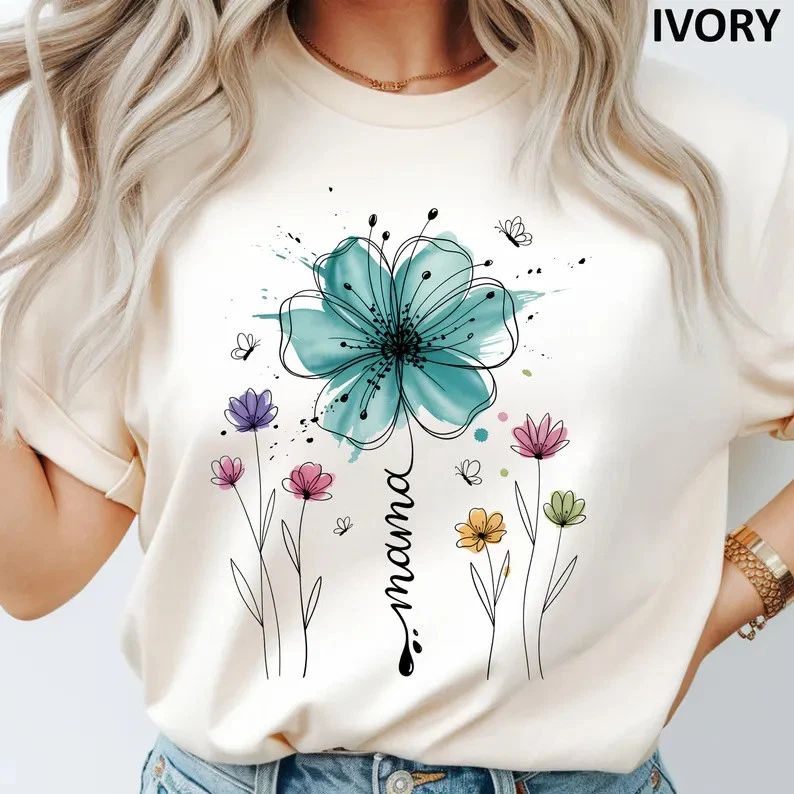 Boho Floral Mama Comfort Tee Soft Cotton Gift