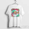 Premium Preppy Brushstroke Santa Claus Colorful Leopard Glitter Christmas T Shirts