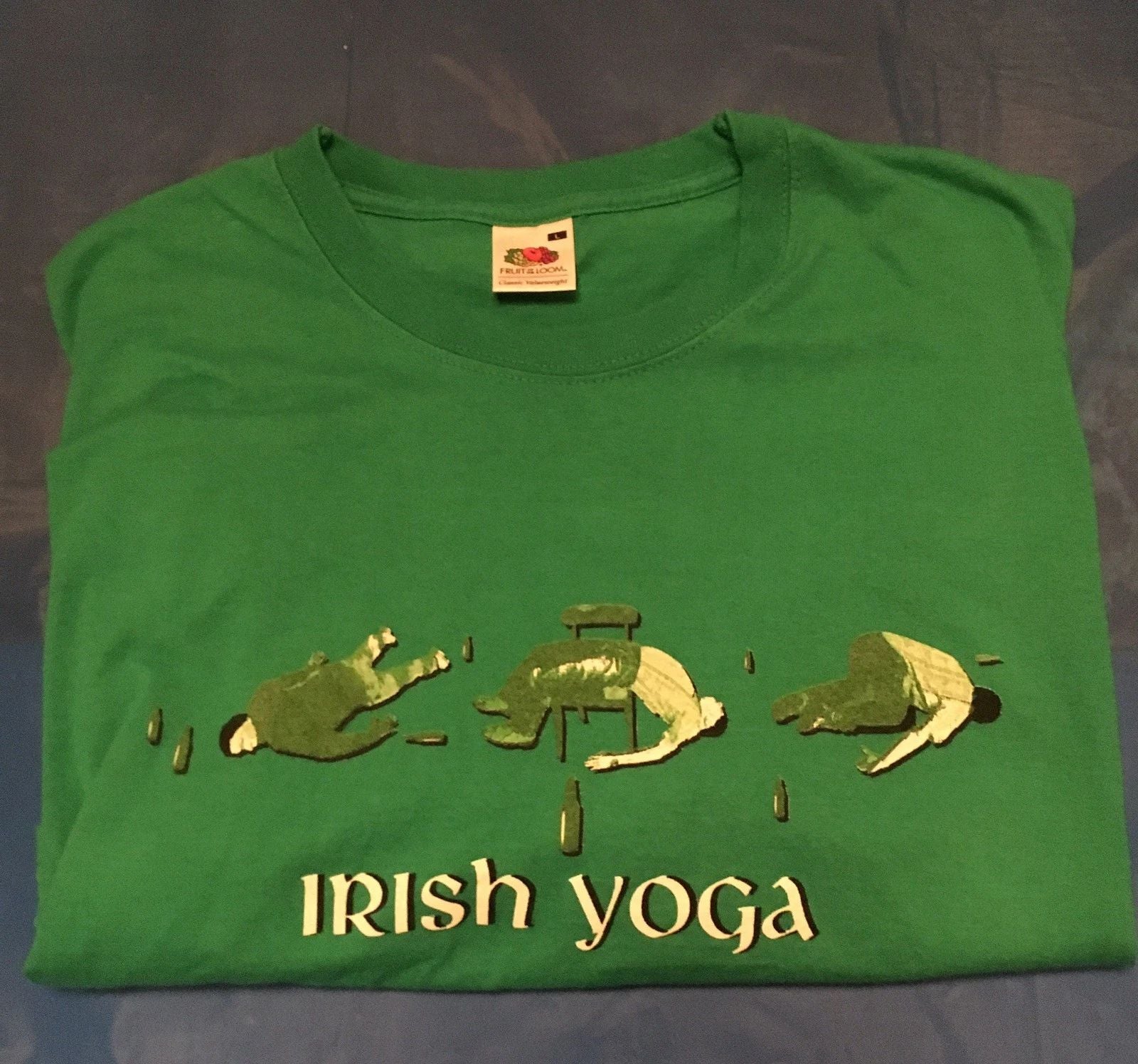 Irish Yoga FUNNY T-SHIRT Unisex St. Patrick's Day Drinking Theme Size L