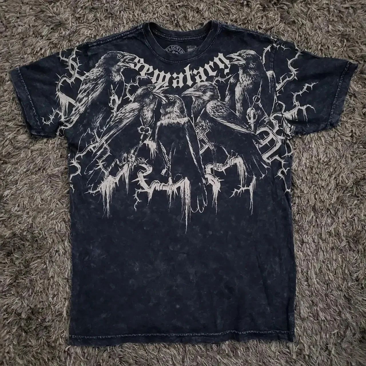 Affliction T Shirt Men Y2K Retro Punk Graphic Print Oversized Cotton Top Vintage