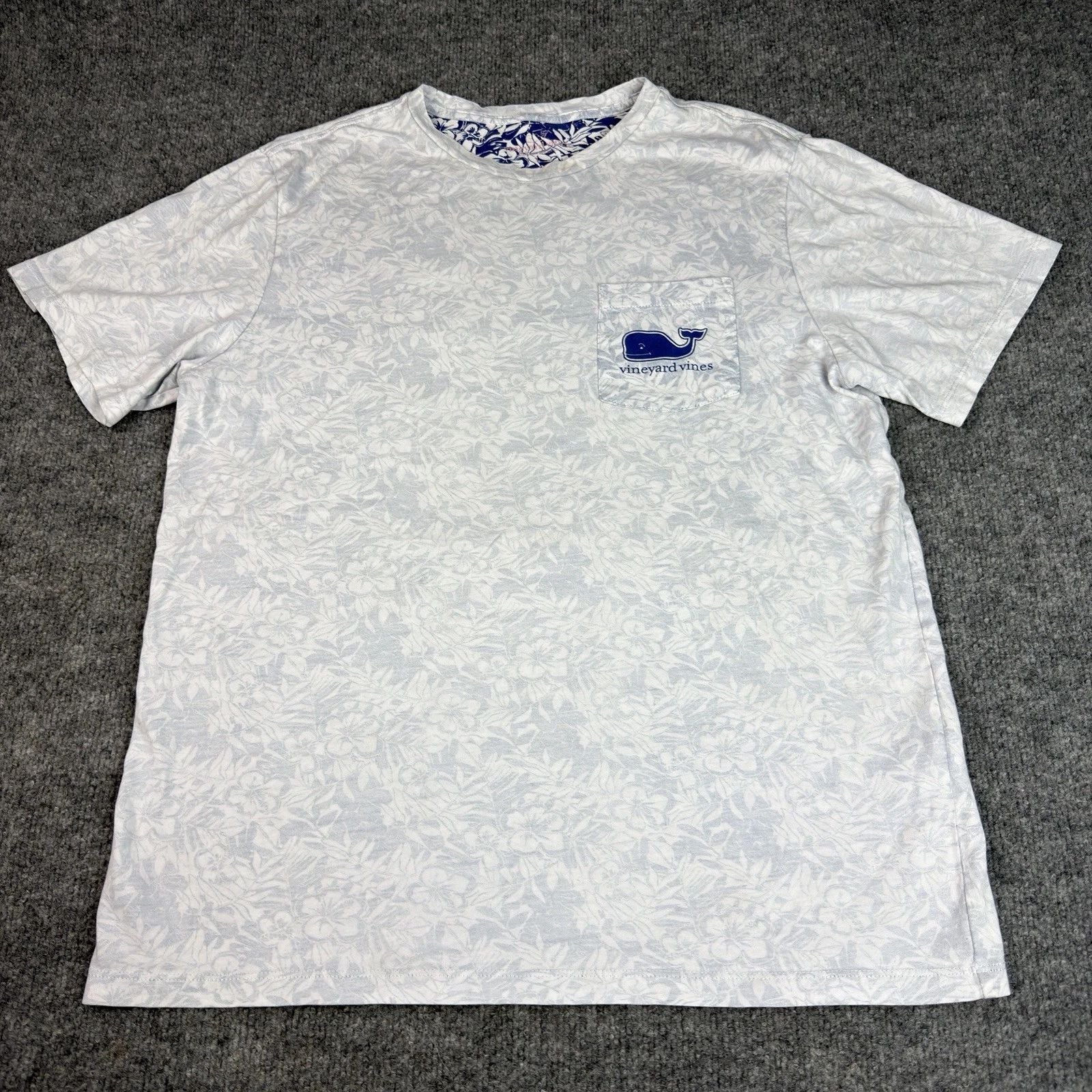 Vineyard Vines T Shirt Men L Blue Pocket Beach Graphic Print Crew Short Sleeve