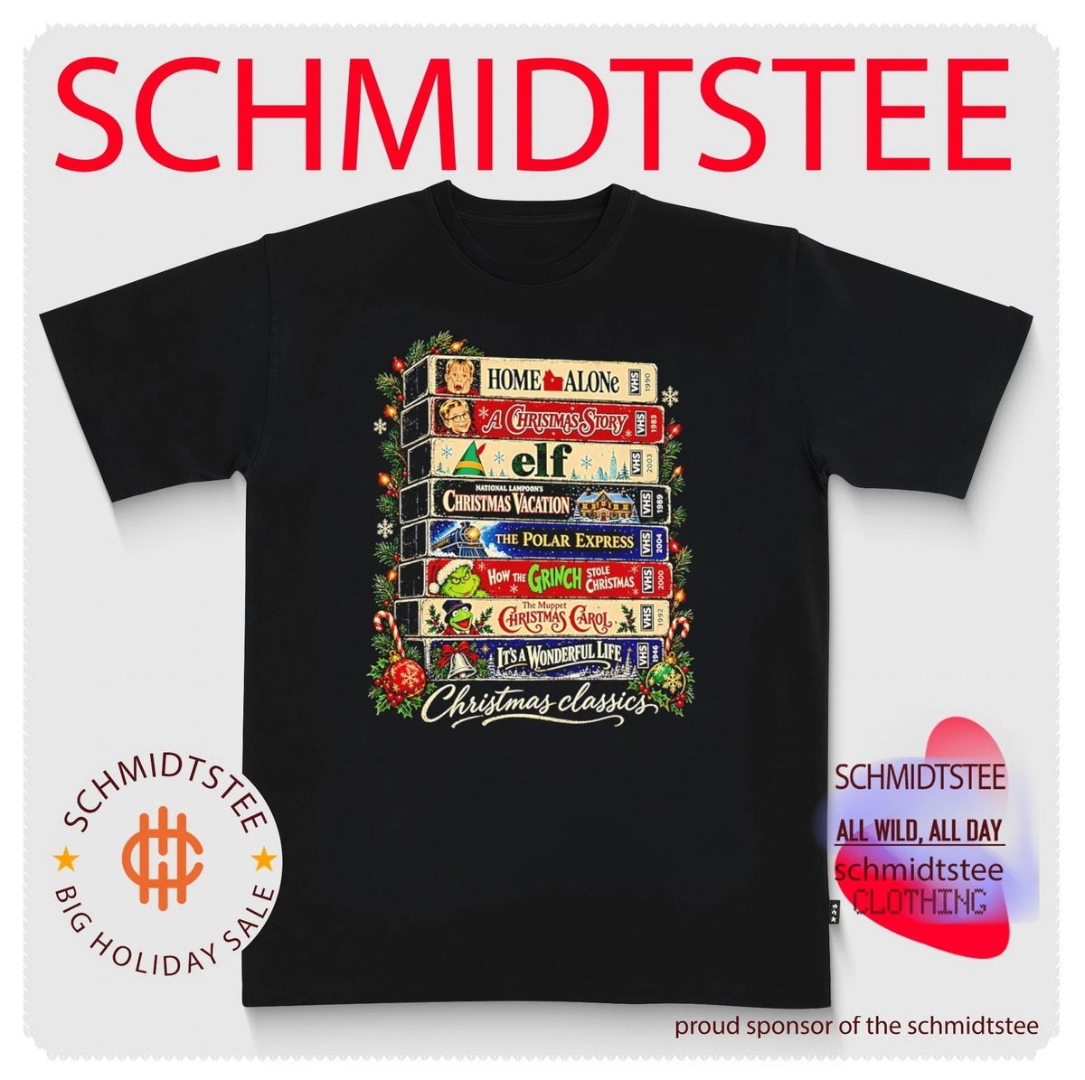 Christmas Classics VHS Tape Stack Collection shirt
