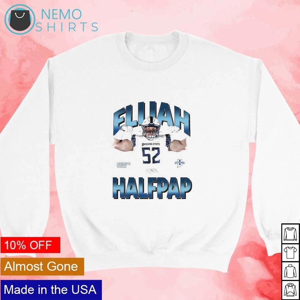 Elijah Halfpap Retro Indiana State Sycamores No 52 Defensive Tackle shirt