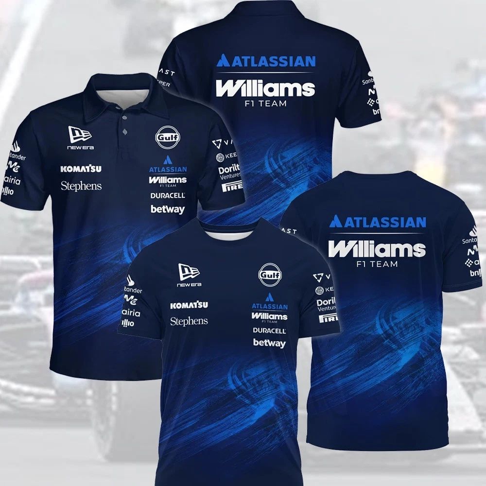 💯NEW - 2026 Williams F1 Teamwear F1 Polo All Over Print, Fomula 1 Racing Gift