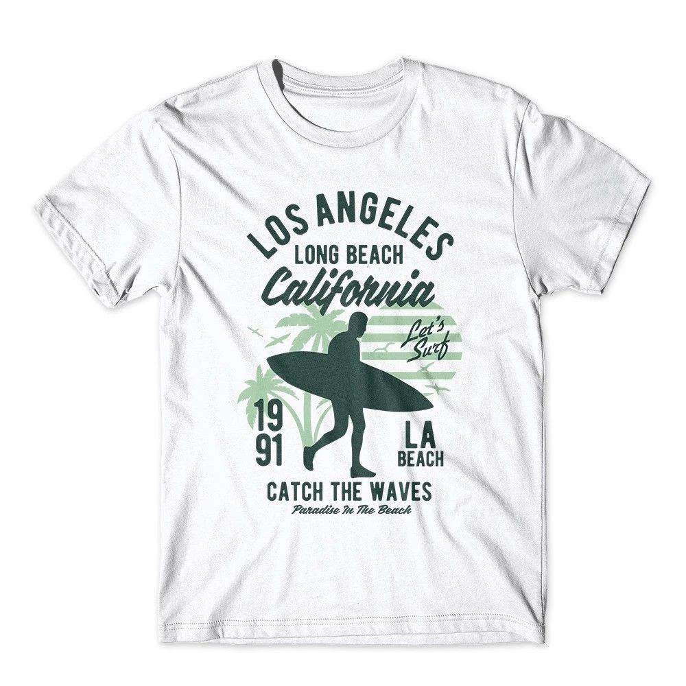 Los Angeles Long Beach Tshirt  Surfing Shirt 100% Cotton Premium Tee New