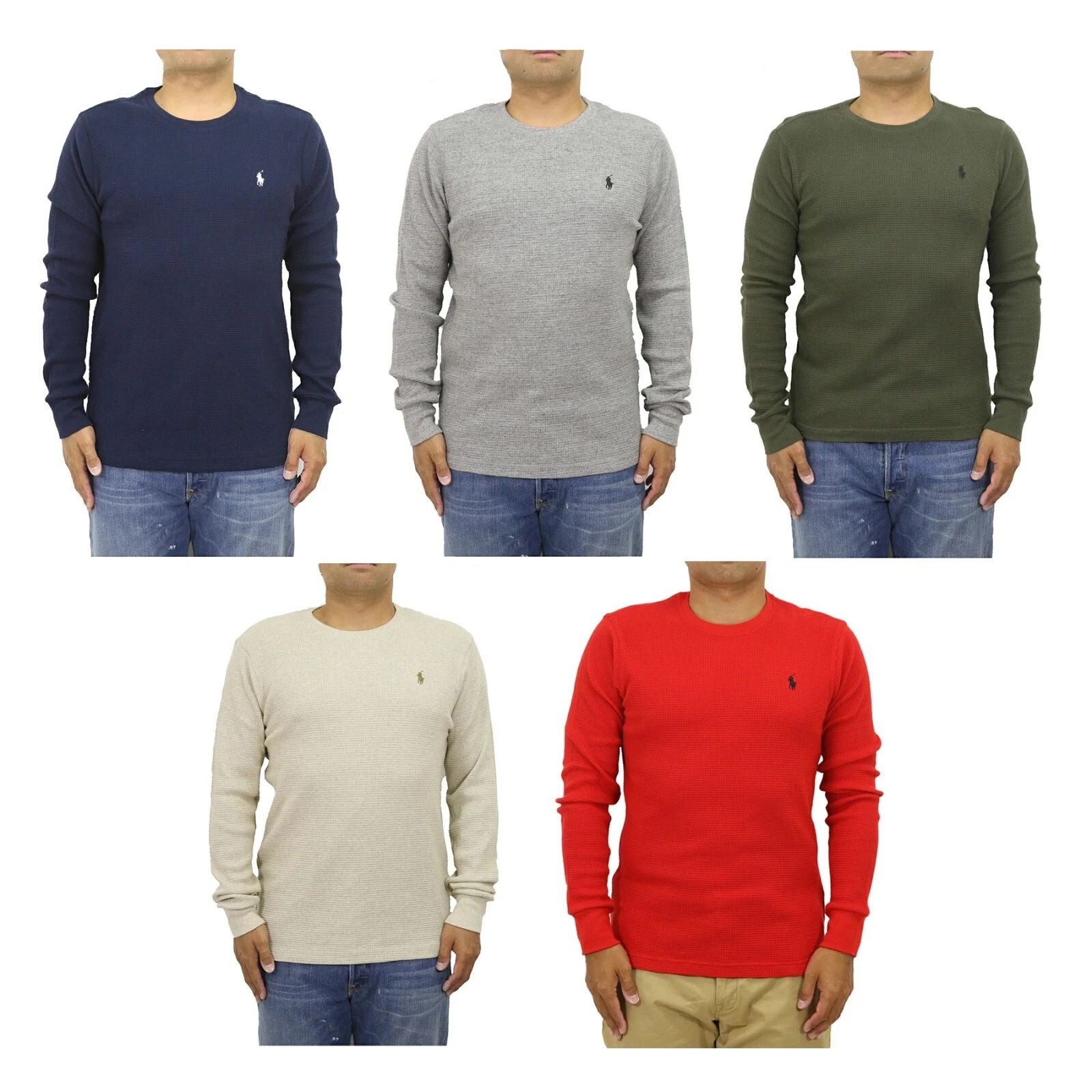 Polo Ralph Lauren Long Sleeve Custom Slim Fit Solid Thermal Shirt with Pony