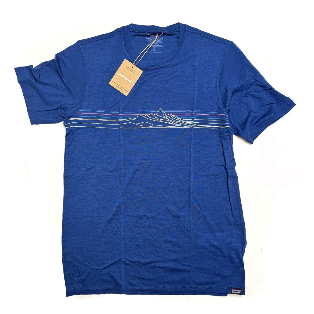Patagonia Mens Capilene Cool Merino Blend Graphic S/S Shirt t-shirt Strata Blue