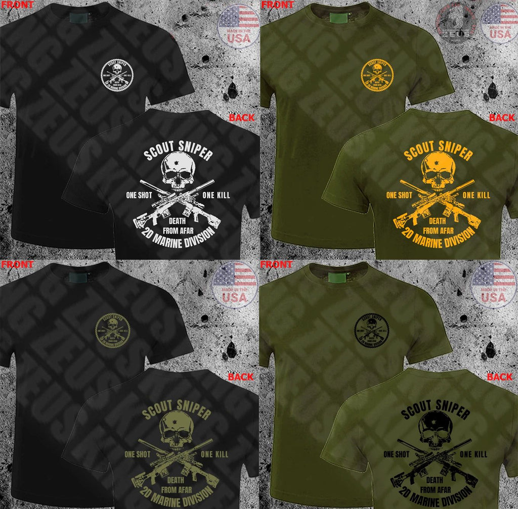 USMC United States Marine Corps Scout Sniper Camp 2d marine Division Tshirt
