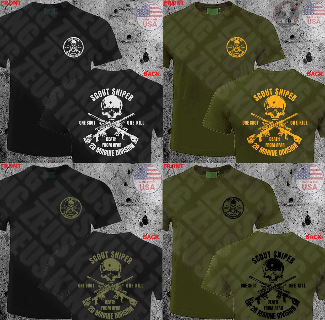 USMC United States Marine Corps Scout Sniper Camp 2d marine Division Tshirt
