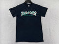 Thrasher Shirt Mens Small Black Skate Beach Rose Vines Logo Retro 100% Cotton