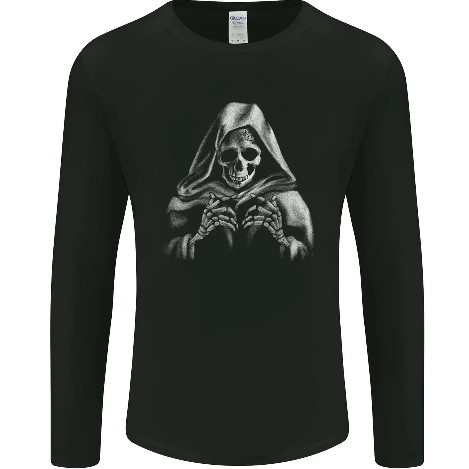 Grim Reaper Skull Mens Long Sleeve T-Shirt