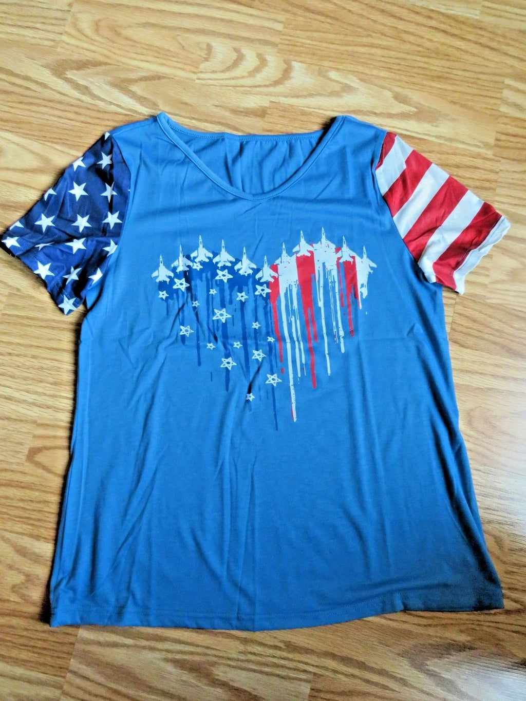 Women's 4th of July T-Shirt Air Force Red White & Blue Size Small NEW