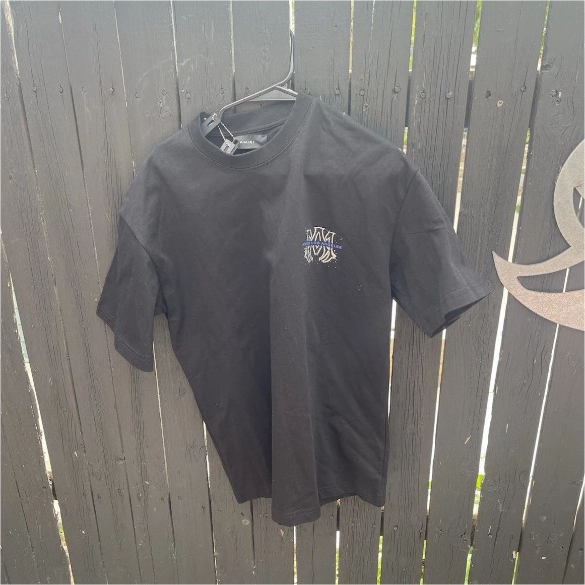 AMIRI Los Angeles Black Graphic Print Logo Men's Cotton Short Sleeve T-Shirt