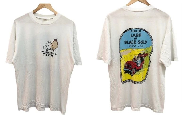 Tintin T Shirt  Tintin land of black gold Cartoon 2side