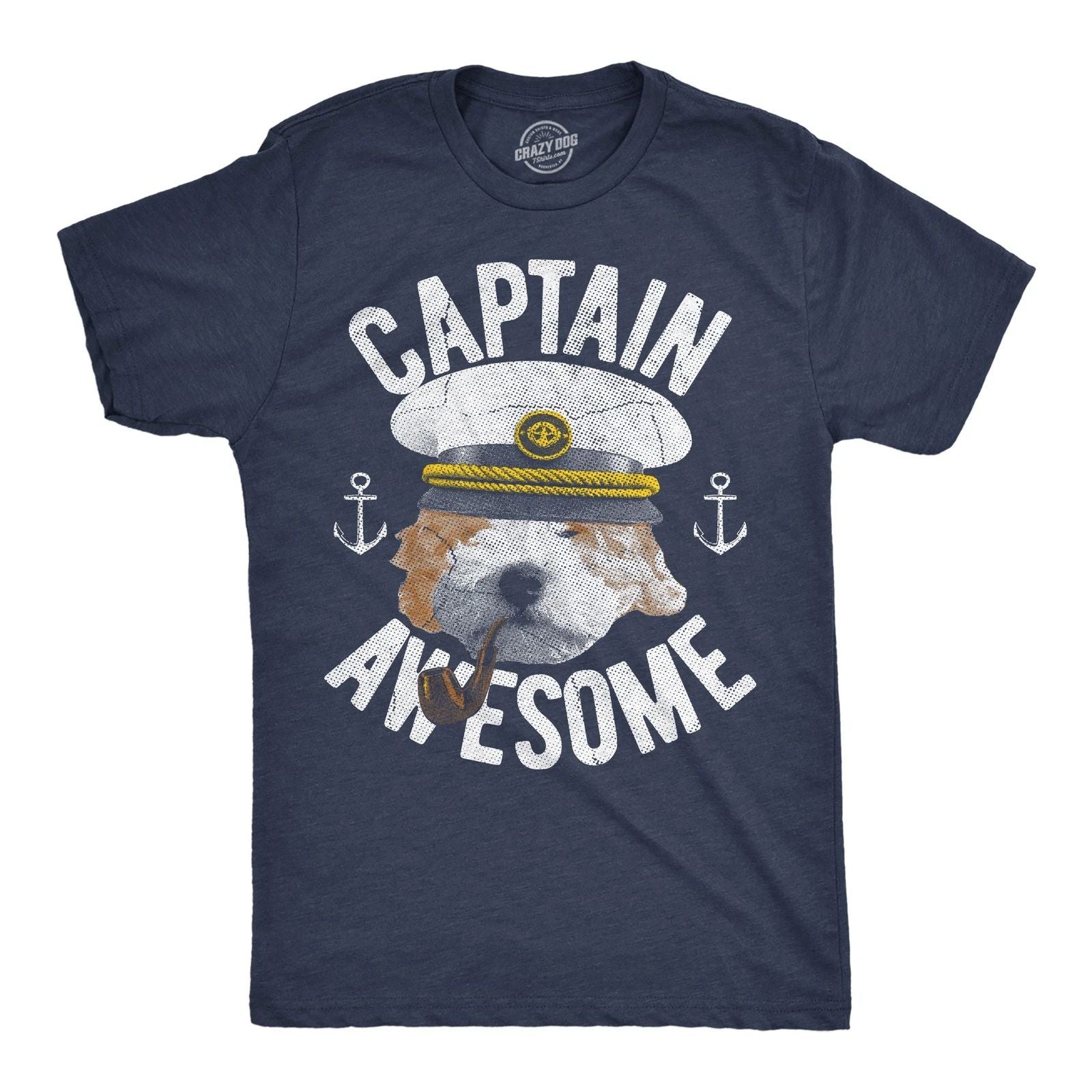 Mens Funny T Shirts Captain Awesome Sarcastic Cute Puppy Graphic Novelty Tee for