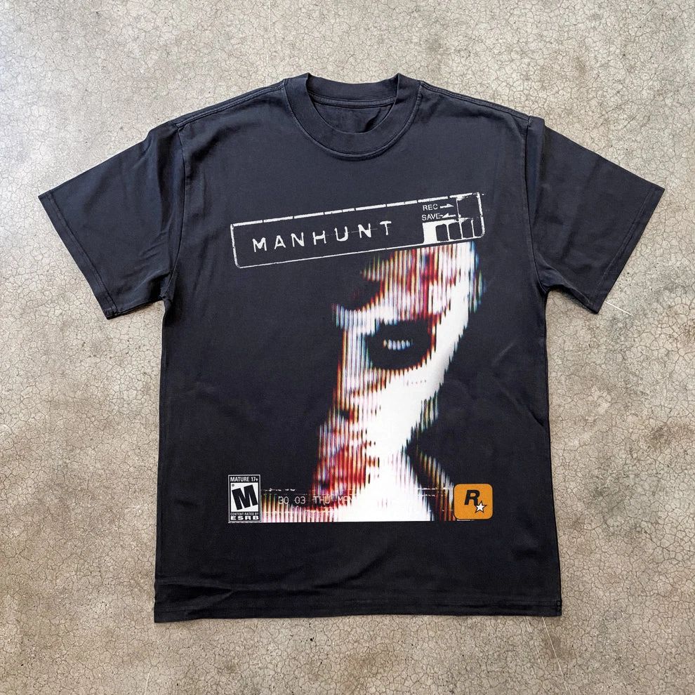 Manhunt PS2 T-Shirt Vintage Rockstar Game Graphic Tee Unisex S-5XL
