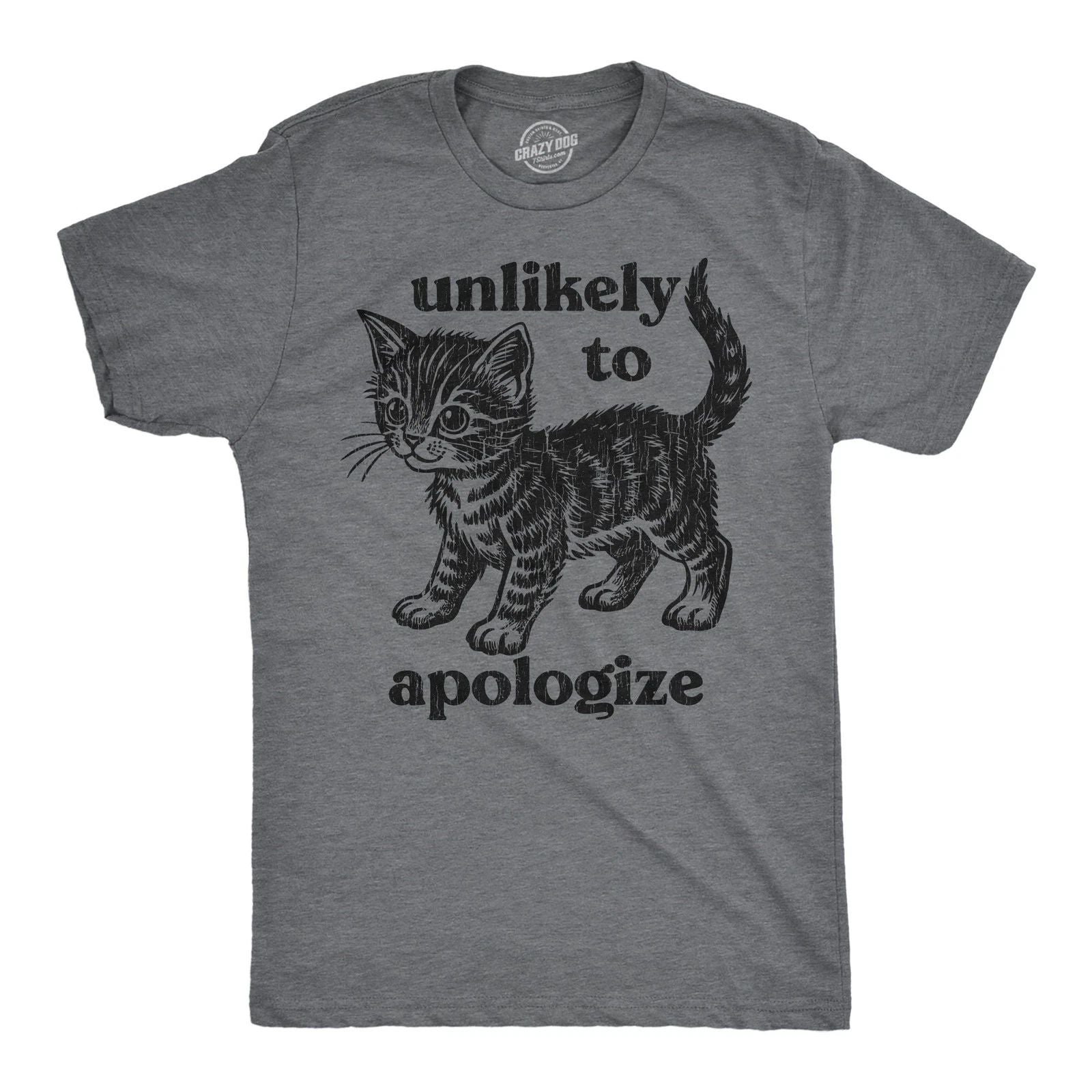 Mens Funny T Shirts Unlikely to Apologize Sarcastic Kitten Graphic Novelty Tee