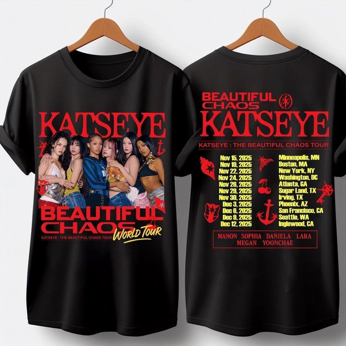 Katseye The Beautiful Chaos Tour 2025 T-shirt, Katseye Beautiful Chaos Tracklist