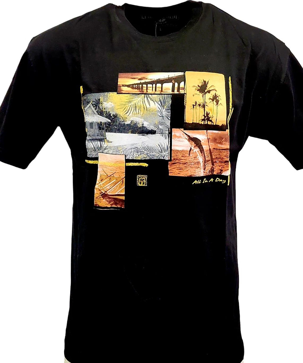 Men's T-shirt -Newport Blue-ALL IN A DAY  -BLACK-100% COTTON-NWT-REG 22.00