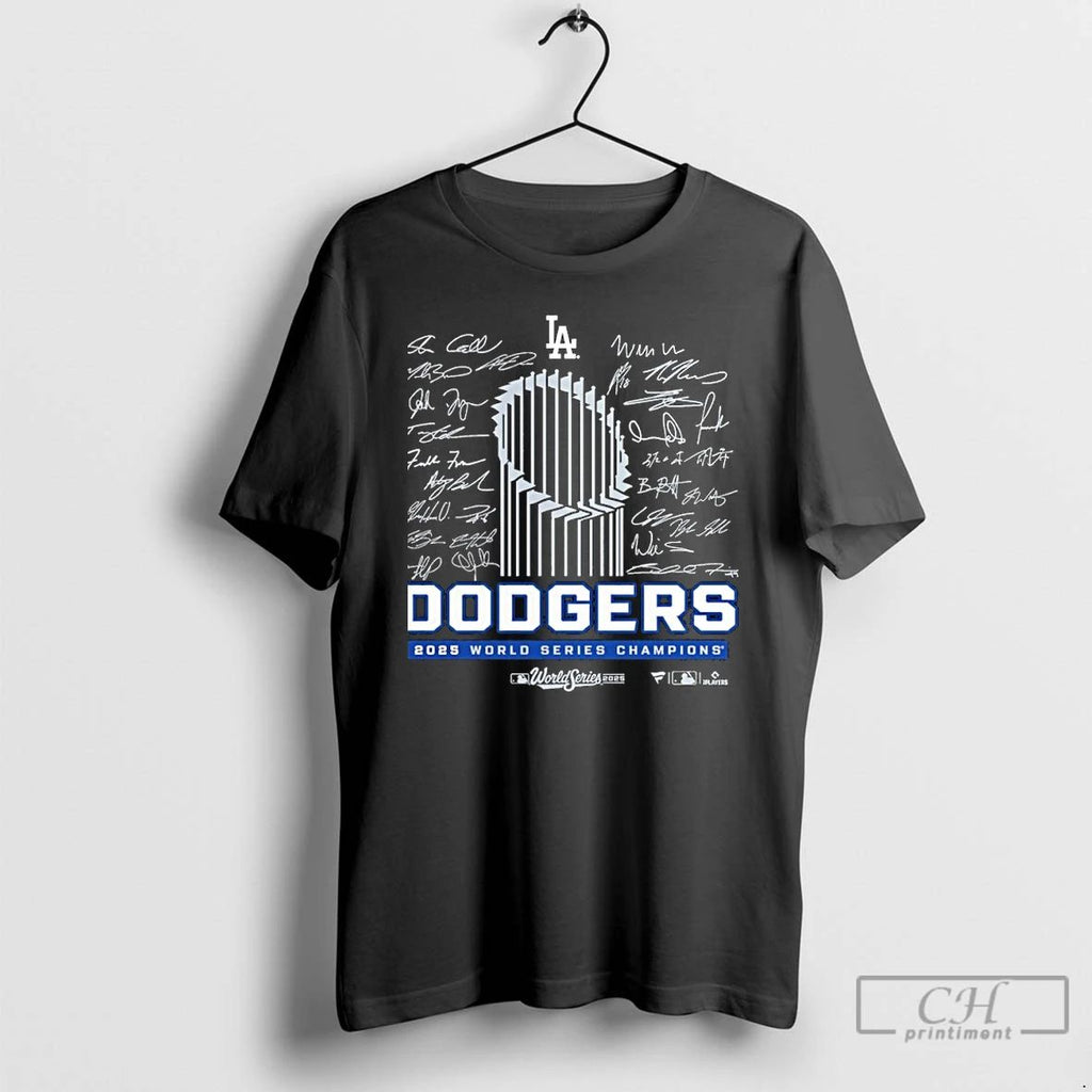 Premium Los Angeles Dodgers 2025 World Series Champions Signature Roster T Shirts