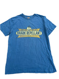 Vintage Fossil One Leg Willie Shark Honolulu Surf Shirt L Blue Skate Wear 90s