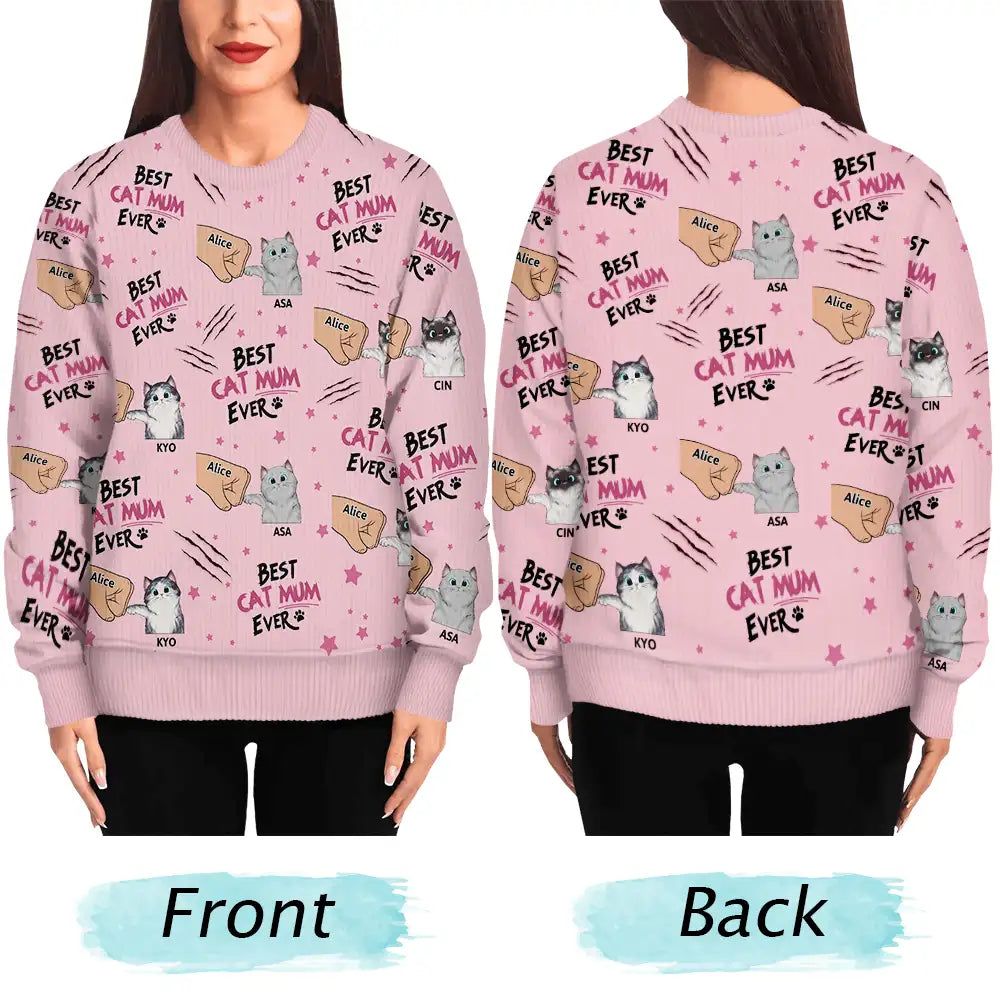 Best Cat Dad Mom Mum Ever - Personalized Unisex Ugly Sweater