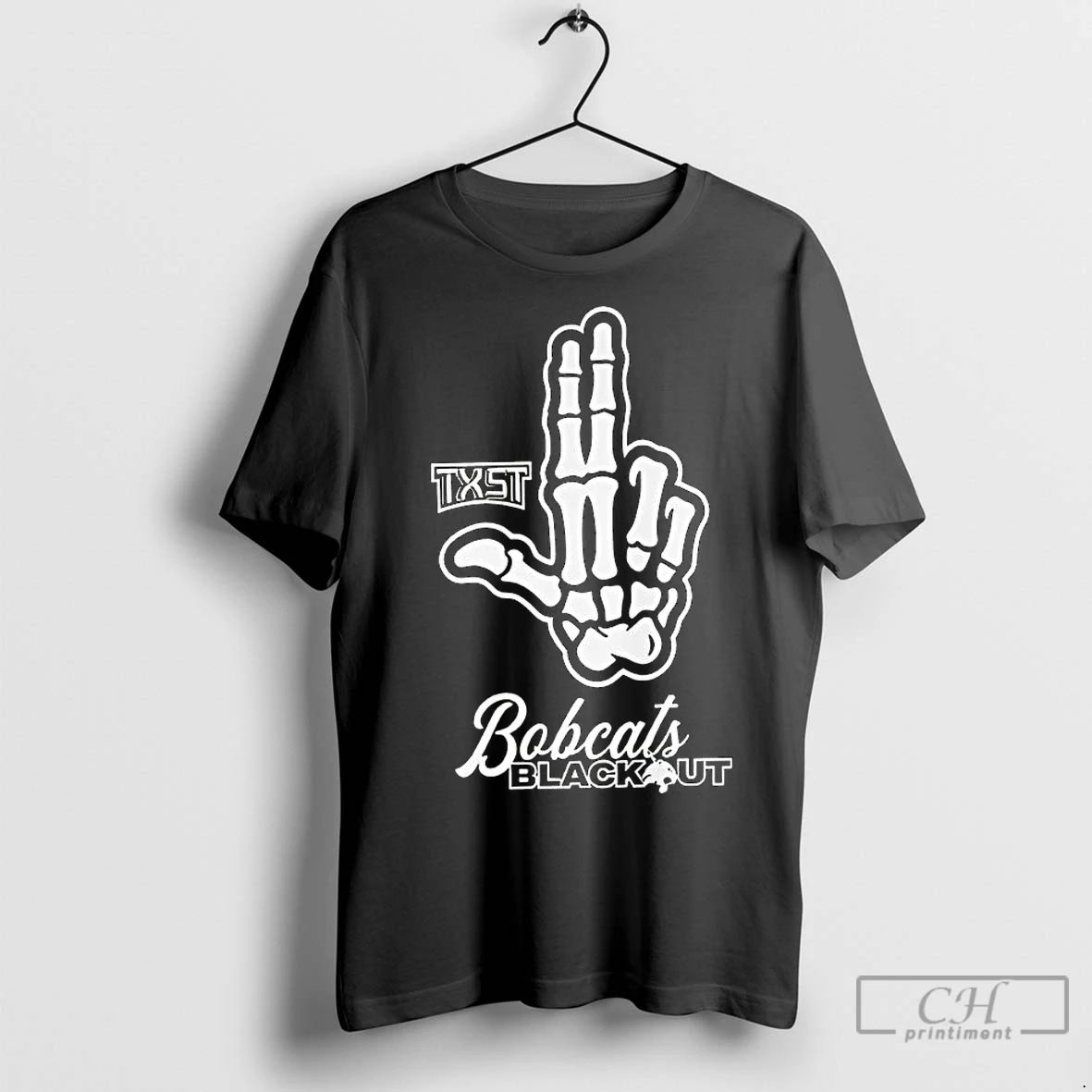 Classic Skeleton Hand Txst Texas State Bobcats Blackout 2025 Long Sleve