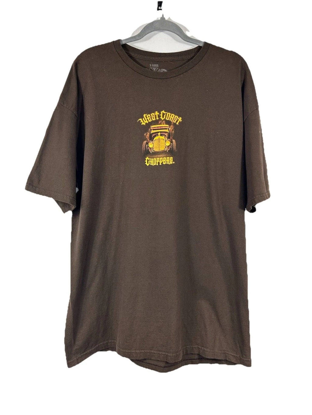 VTG West Coast Choppers Shirt XL Brown Original Outlaw Hot Rod Jesse James Y2K
