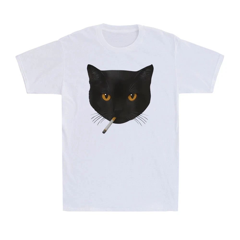 Funny Black Cat Meme Cat Smoking Cigarette Cat Lovers Gift Novelty Men's T-Shirt