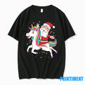 Santa Riding Rainbow Unicorn Christmas Magic Tshirts Sweater