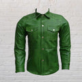 Men's Authentic Green Lambskin Leather Premium Shirt Jacket Stylish Soft Shirt