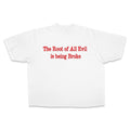 Men's White Graphic T-Shirt Root of All Evil  Cotton Crew Neck
