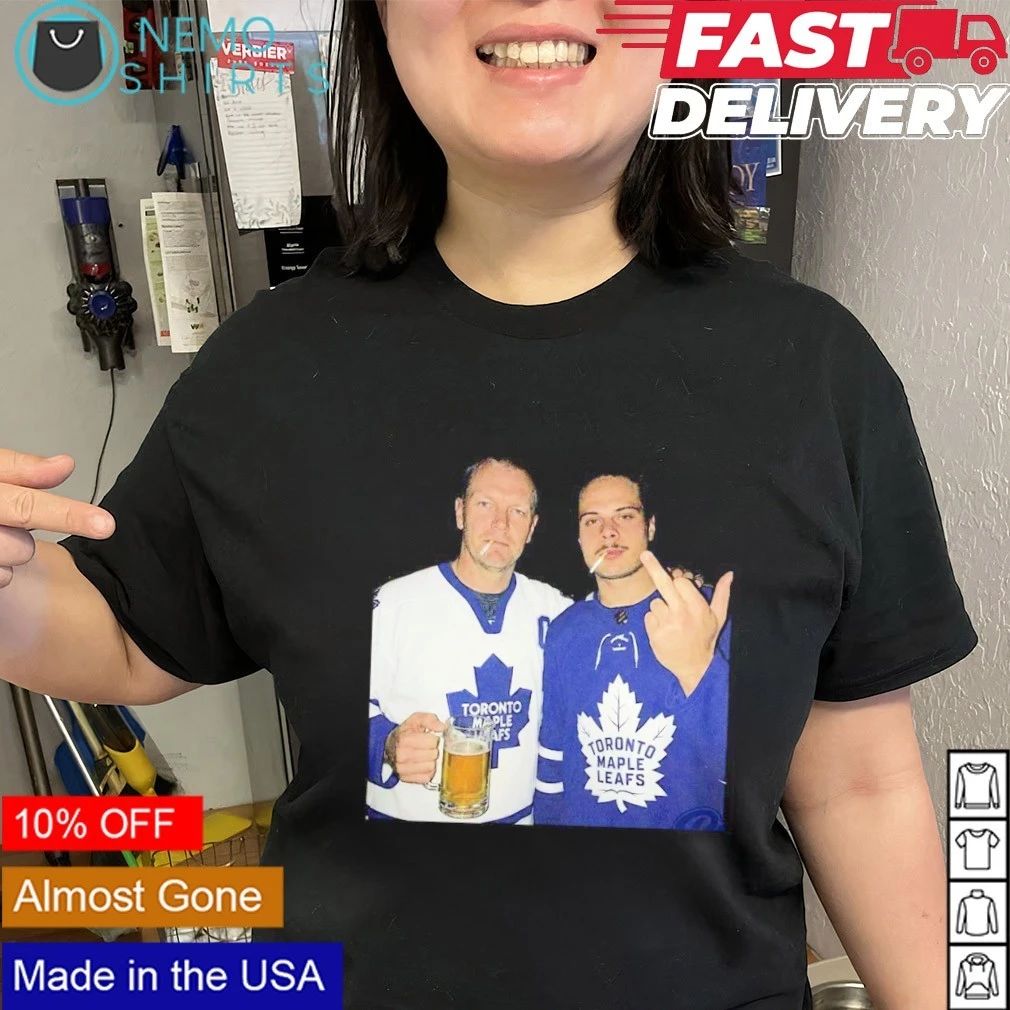 Mats Sundin and Auston Matthews Smoking Drinking Beer and Middle Finger shirt