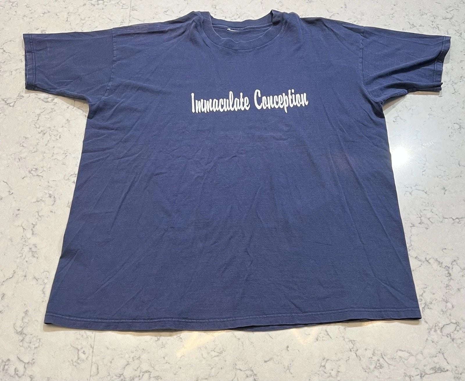 Immaculate Conception Graphic T Shirt Blue Religious Catholic Church Tee XL