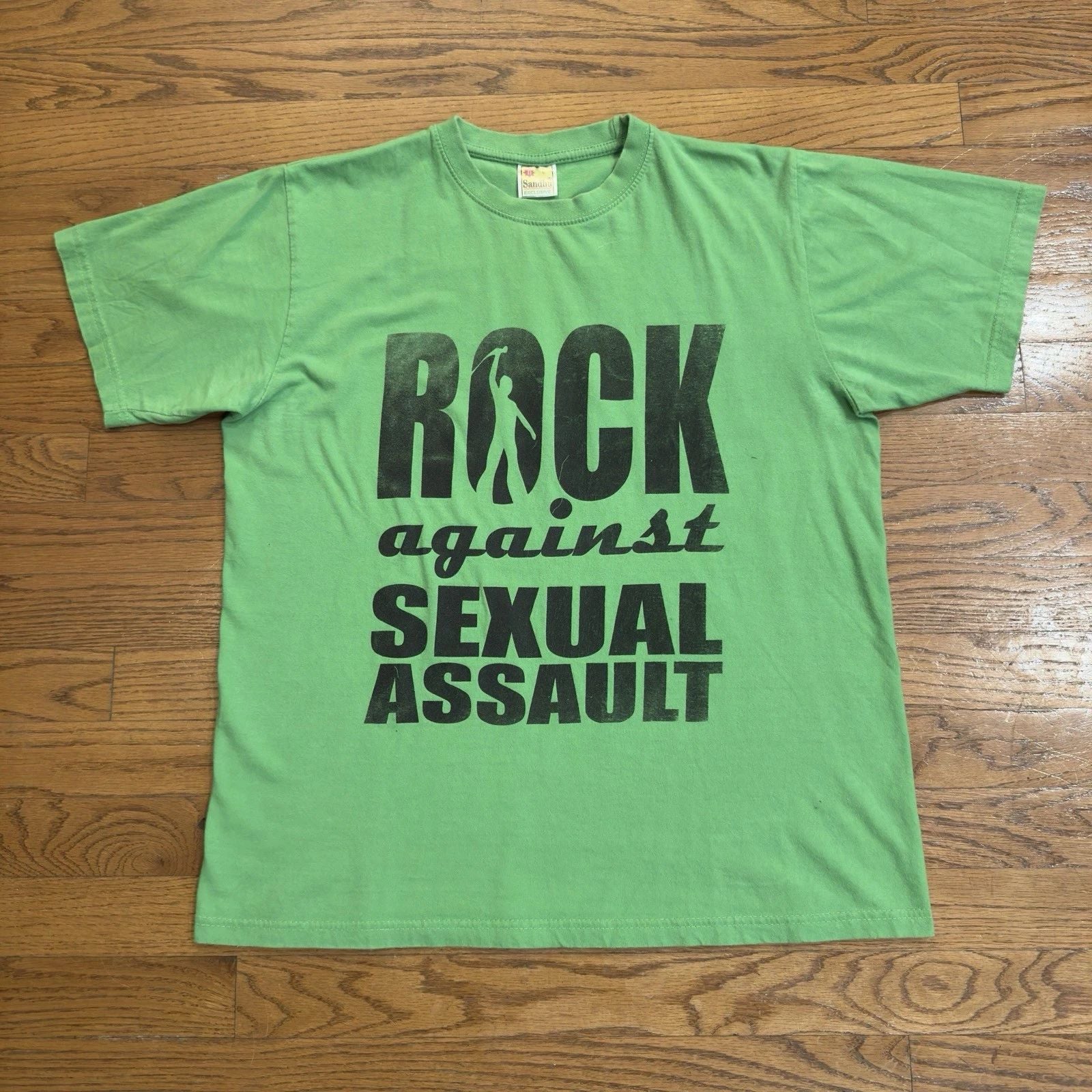 Sandhu Exclusive Men’s Large “Rock Against Sexual Assault” Custom T Shirt