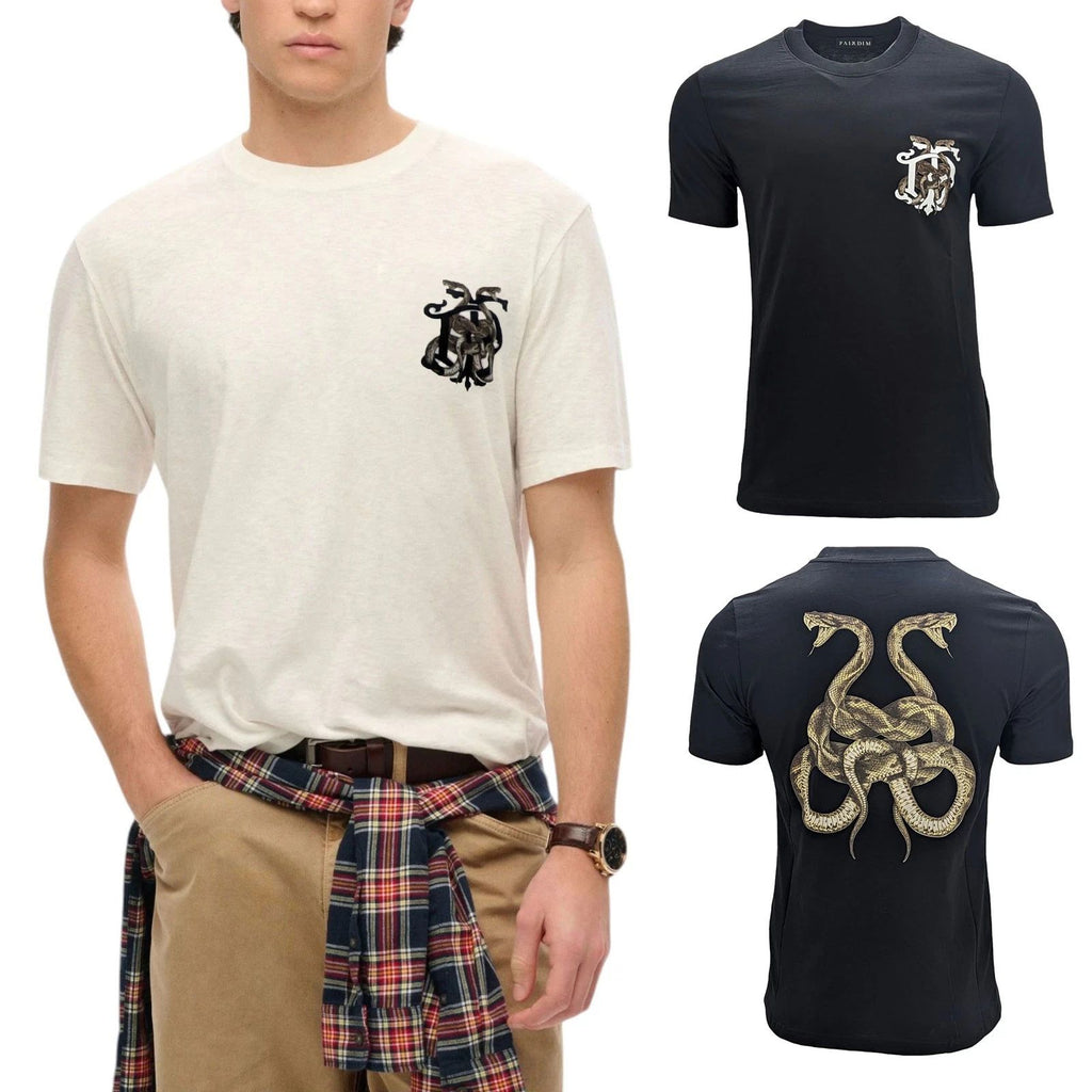 FAIRDIM Mens T Shirts Graphic Short Sleeved Cotton Summer Black White Casual Tee