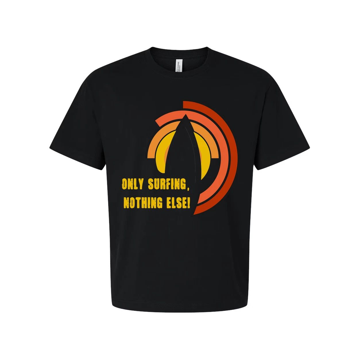 Unisex Surfing Graphic Tee With Sunset Arc Design And Positive Message For Beach