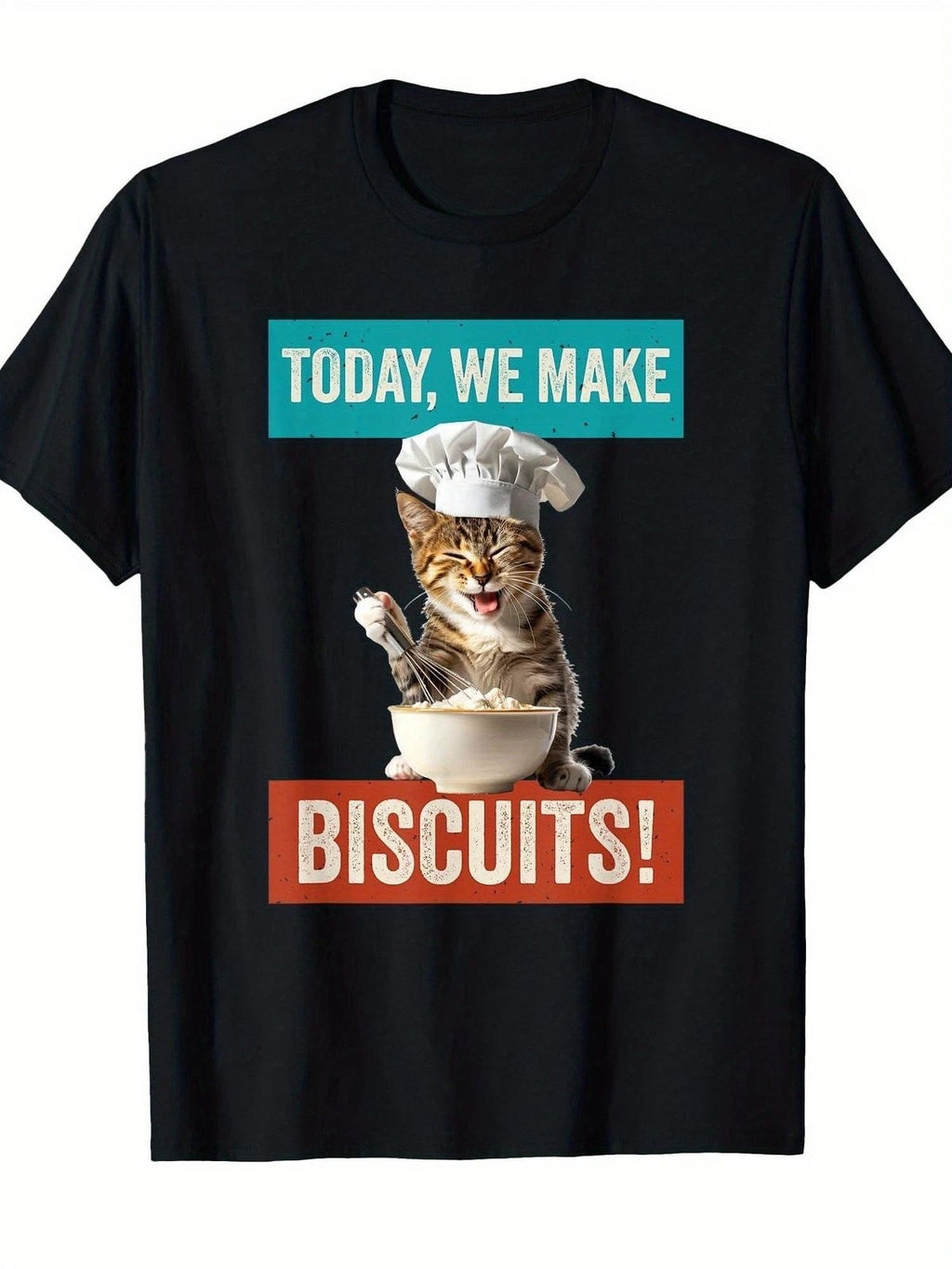 Funny Cat Baker T-Shirt - Kitten Cook & Cat Biscuits Graphic
