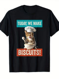 Funny Cat Baker T-Shirt - Kitten Cook & Cat Biscuits Graphic