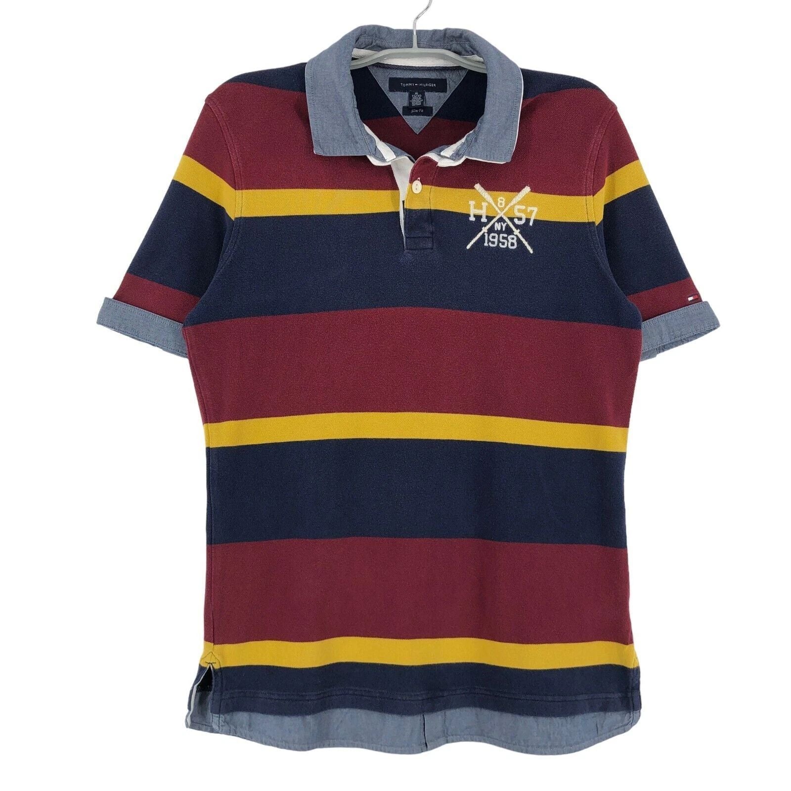 TOMMY HILFIGER Polo T-Shirt Slim Fit Para Hombre Tamaño XL