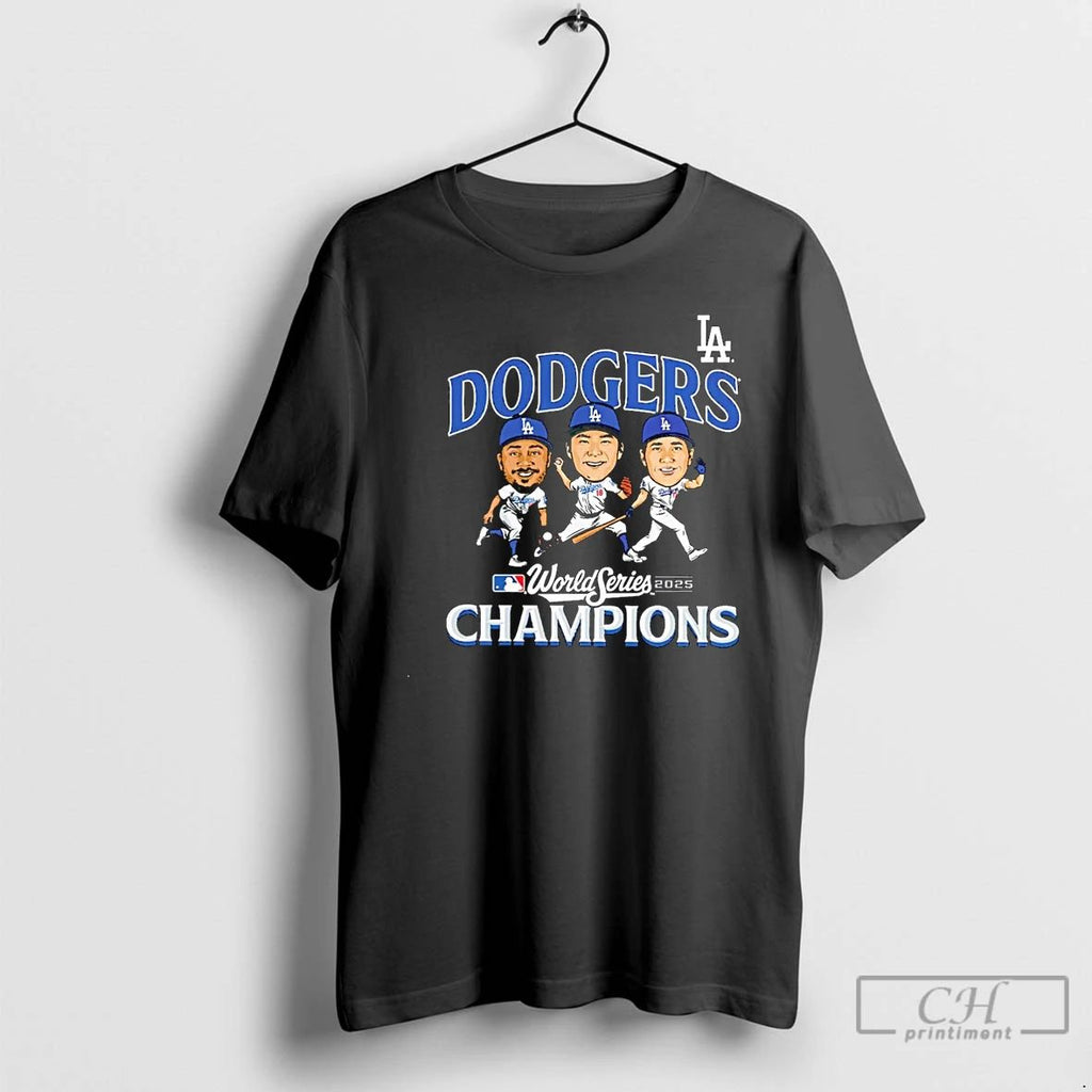Classic La Dodgers 2025 World Series Champions Appeal Play Caricature Christmas T Shirts