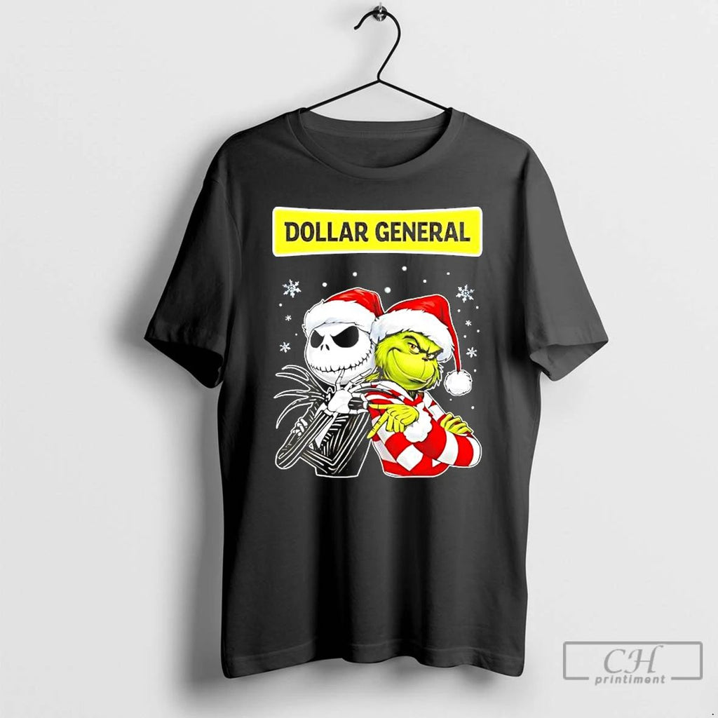 Classic Dollar General X Jack Skellington And Grinch Six Seven Merry Christmas T Shirts