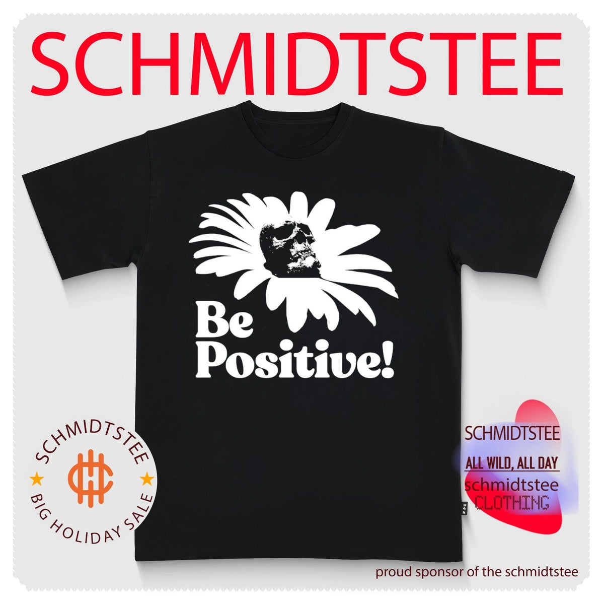 Be Positive Skull Daisy Flower goth shirt