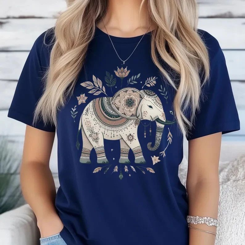 Mandala Elephant Boho Safari Retro Graphic Comfort Tee