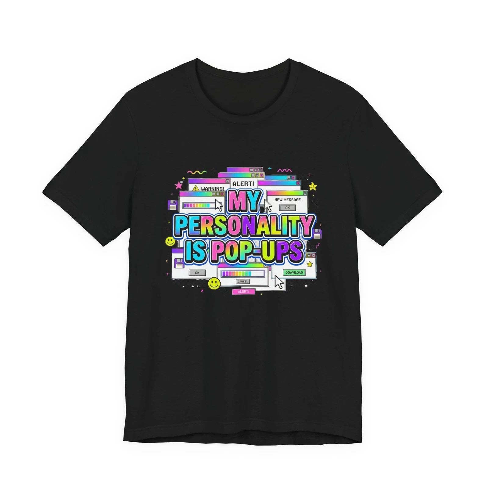 Retro Computer Pop Up T-Shirt Y2K Aesthetic 90s Web Design Tee Sarcastic Graphic