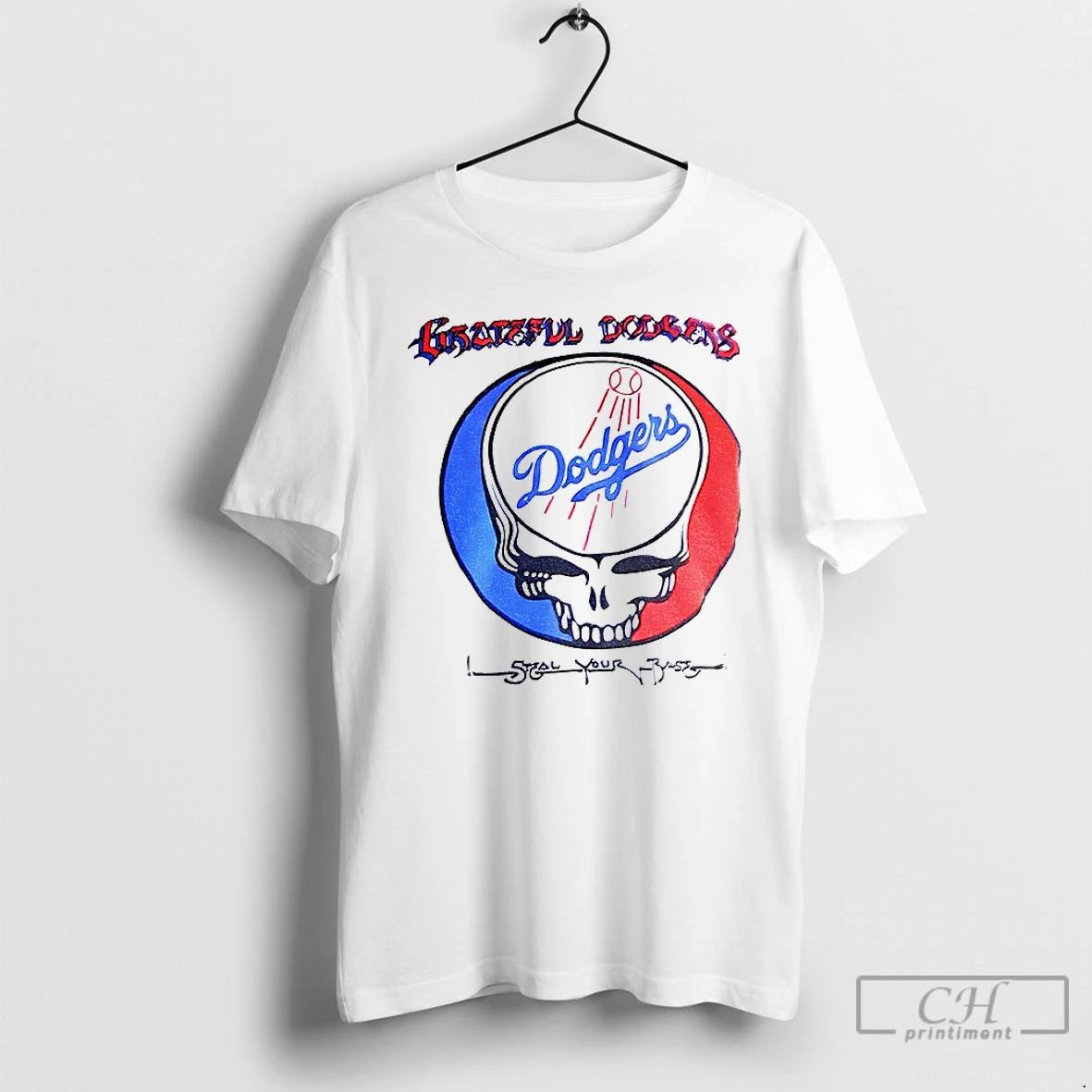 Classic Los Angeles Dodgers Grateful Dead Skull Greateful Dodgers Steal Your Base T Shirts