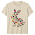 Floral Easter Bunny Silhouette Womens T-Shirt Spring Easter Gift For Her