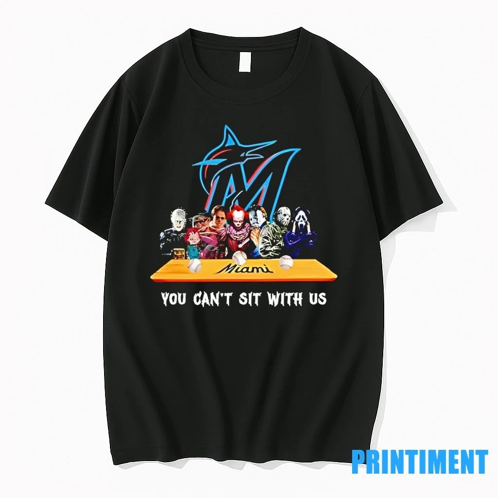 Horror Movie Characters You Cant Sit With Us Miami Marlins Halloween Tshirts Sweater