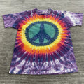 Peace Sign Shirt Mens 2XL Anvil Tie Dye Multicolor Boho Hippie Graphic Made USA
