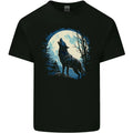 Moonlit Howling Wolf Fantasy Mens Cotton T-Shirt Tee Top